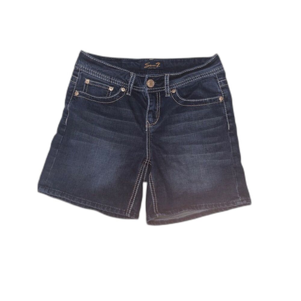 Vintage Y2K Low Rise Retro Jean Shorts with Embellished Gold Pockets
